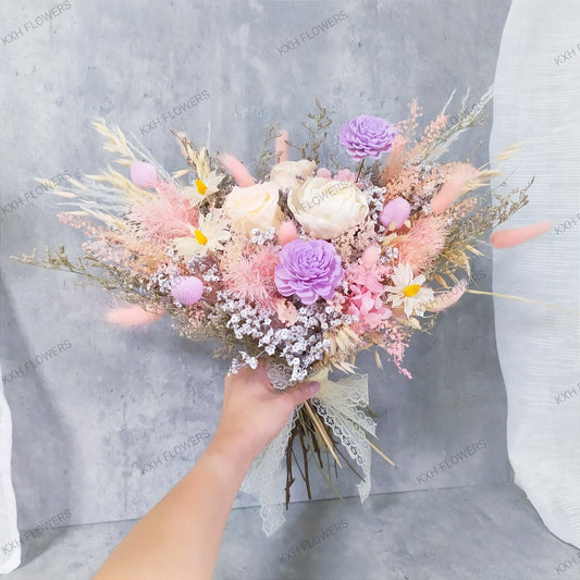 Lavender Pink Preserved Bridal Bouquet - KXH Flowers