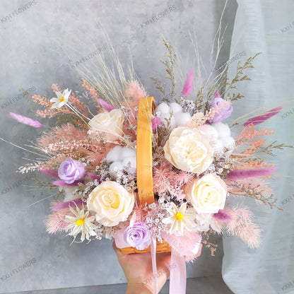 preserved flowers basket arrangement singapore delivery