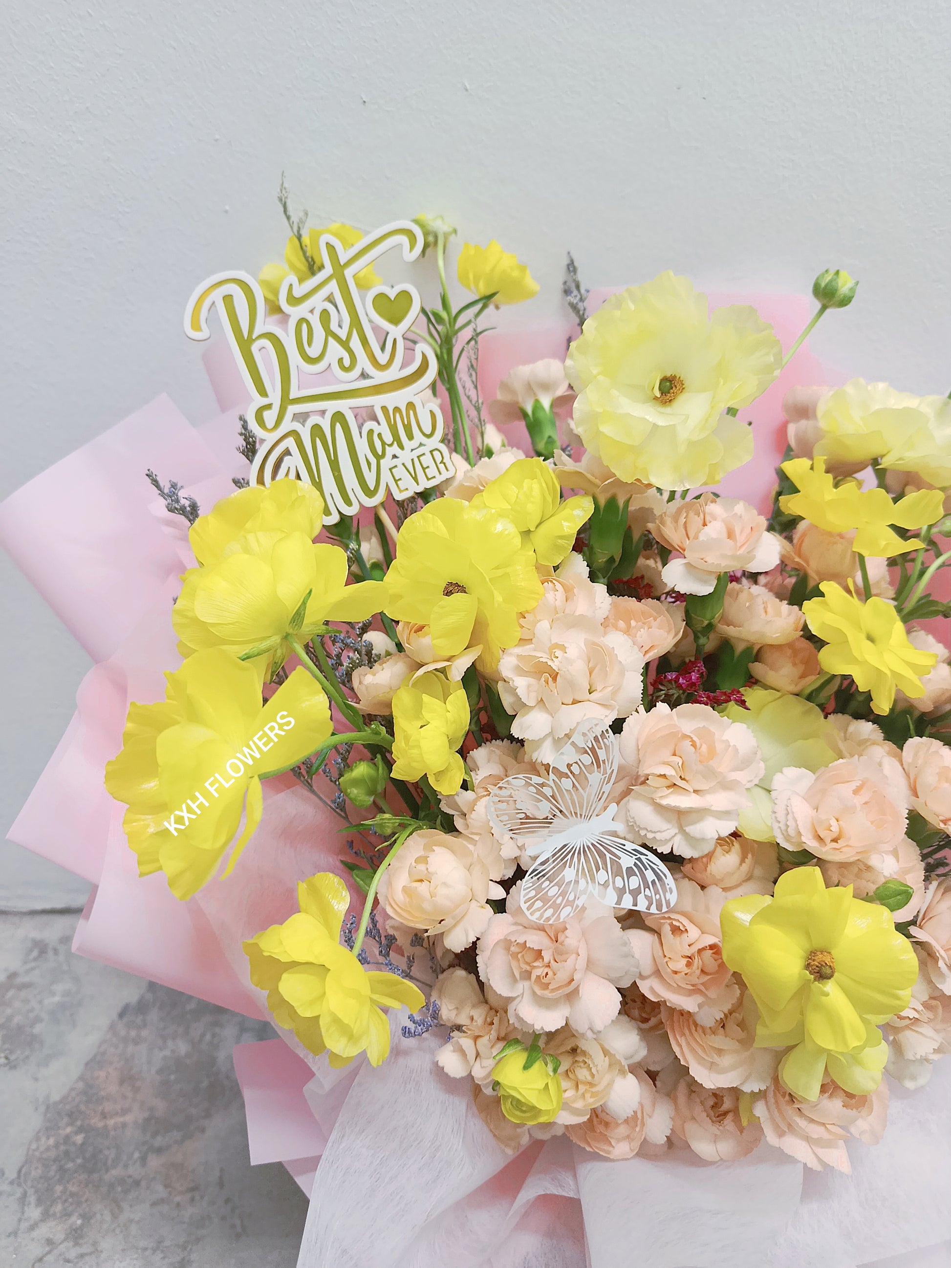 peach and yellow flowers carnations for mother's day sg online florist with free delivery