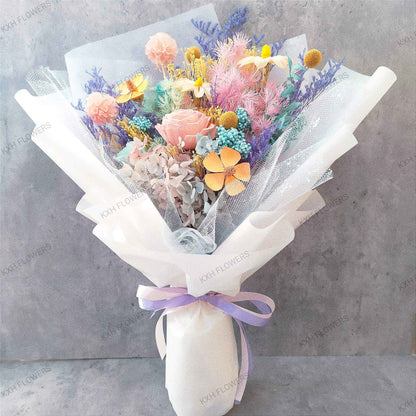 Colourful Preserved Flowers Bouquet - KXH Flowers