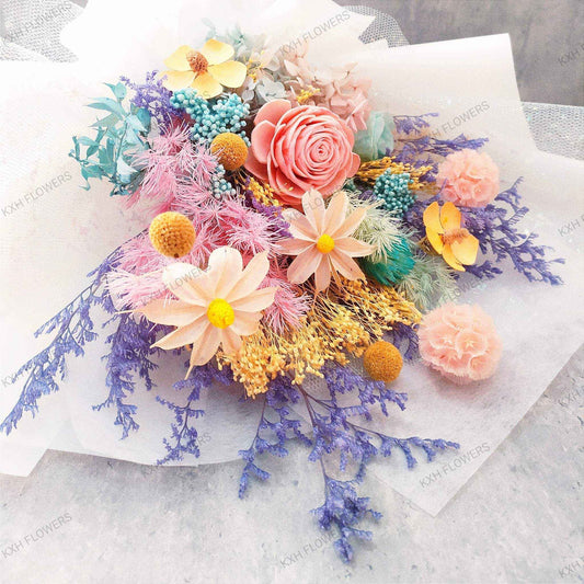 Colourful Preserved Flowers Bouquet - KXH Flowers