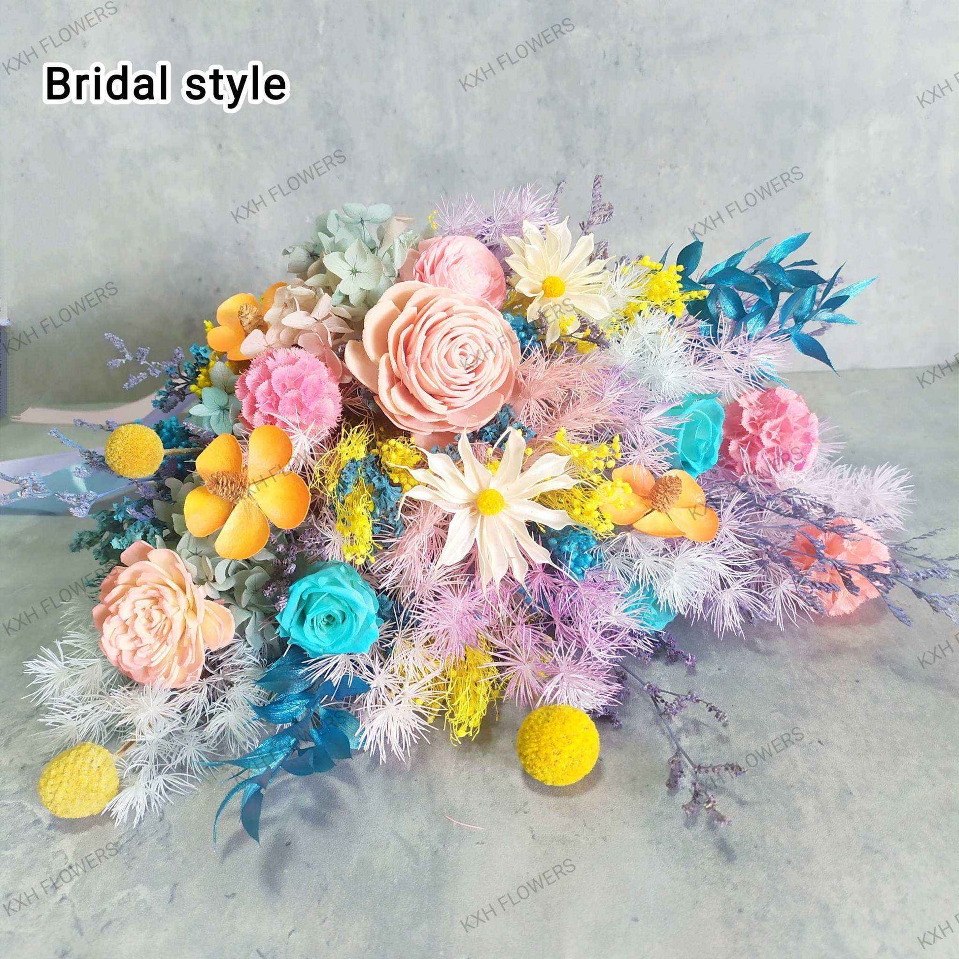 Colourful Preserved Bridal Bouquet - KXH Flowers