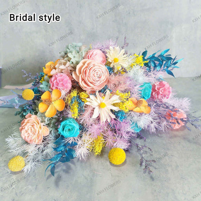 Colourful Preserved Bridal Bouquet - KXH Flowers