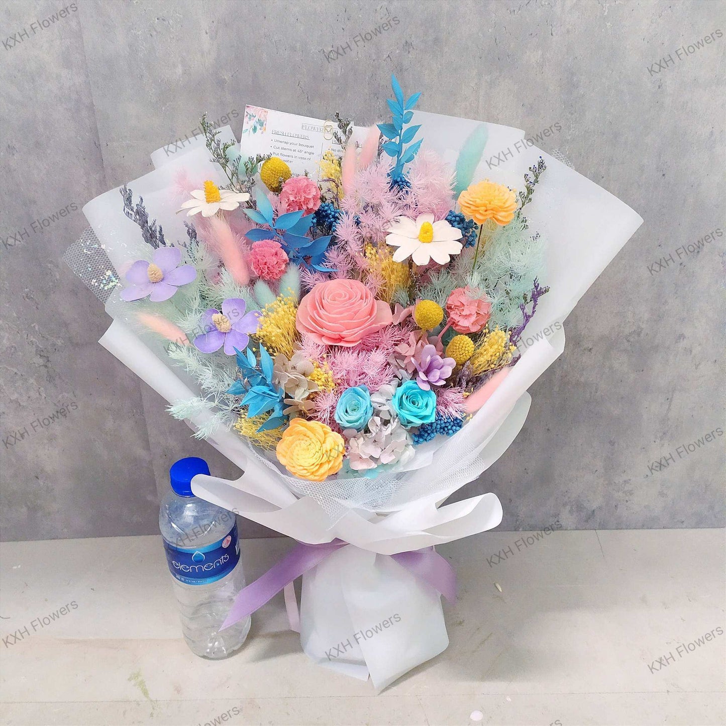 colourful preserved flowers bouquet singapore flower delivery