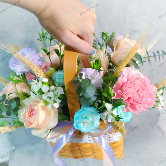 Pastel Flower Basket - KXH Flowers