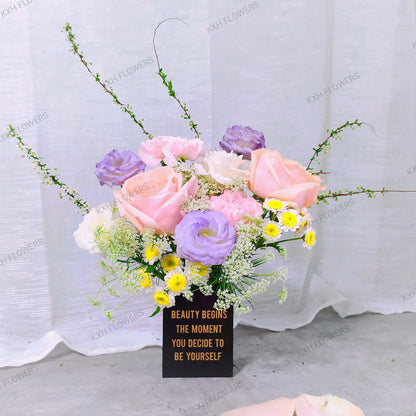 lilac and peach floral box singapore flower delivery kallang florist