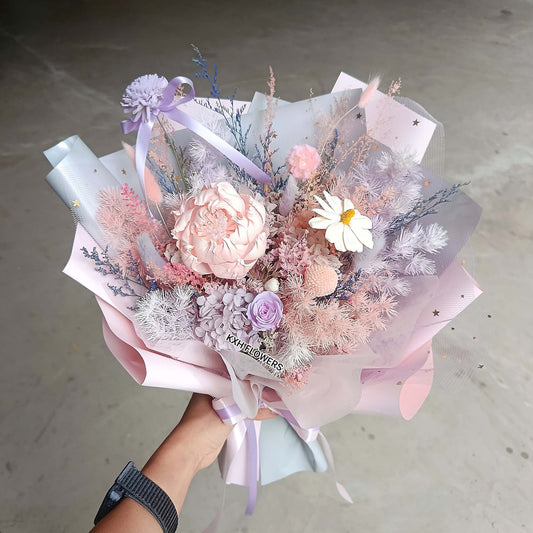 solawood peony preserved flower bouquet singapore florist