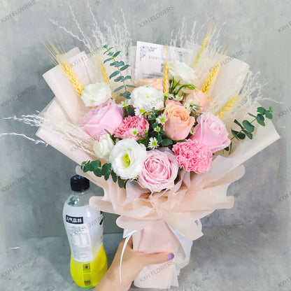 pink and peach bouquet singapore florist with free delivery for flowers