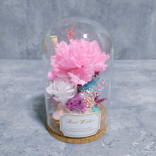 SOLD OUT 😔 Pink Preserved Carnation Flower Dome - KXH Flowers