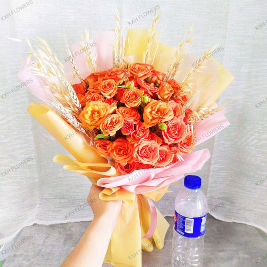 Orange Spray Roses Bouquet - KXH Flowers