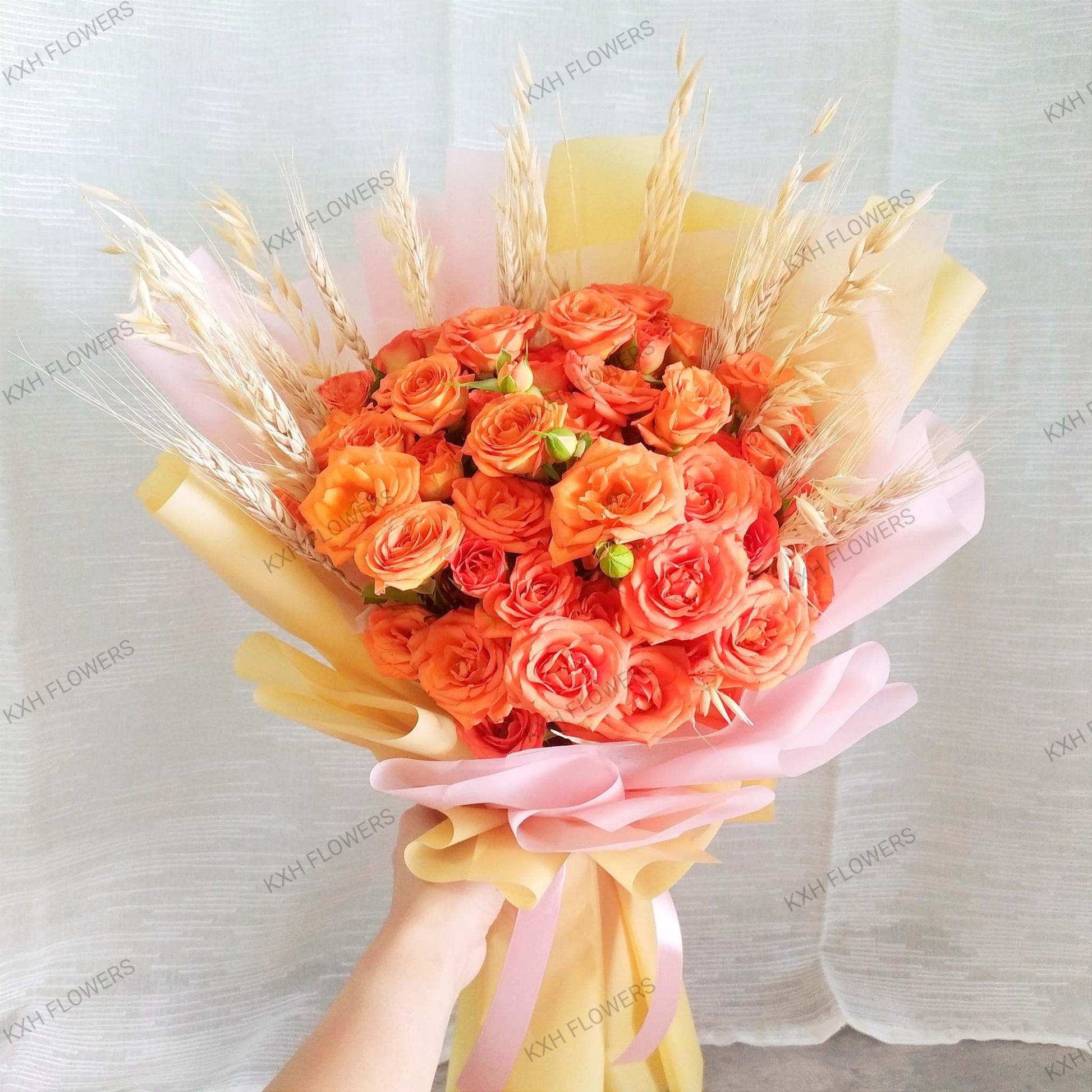 Orange Spray Roses Bouquet - KXH Flowers