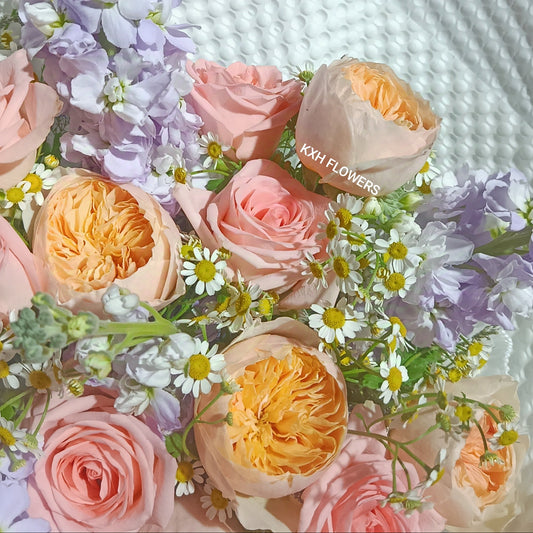 6 peach garden roses 6 light pink roses singapore free delivery sg florist