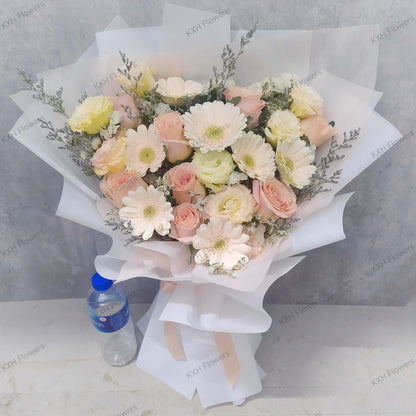 peach roses champagne flowers bouquet sg florist online flower delivery