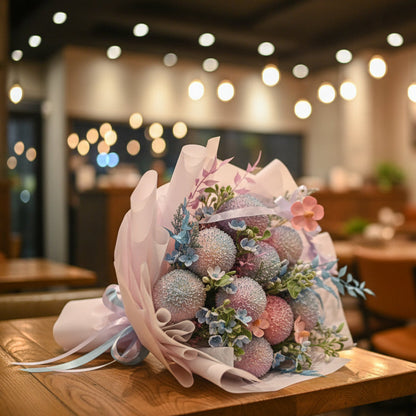 9 ping pong flowers with blue tweedia singapore flower delivery