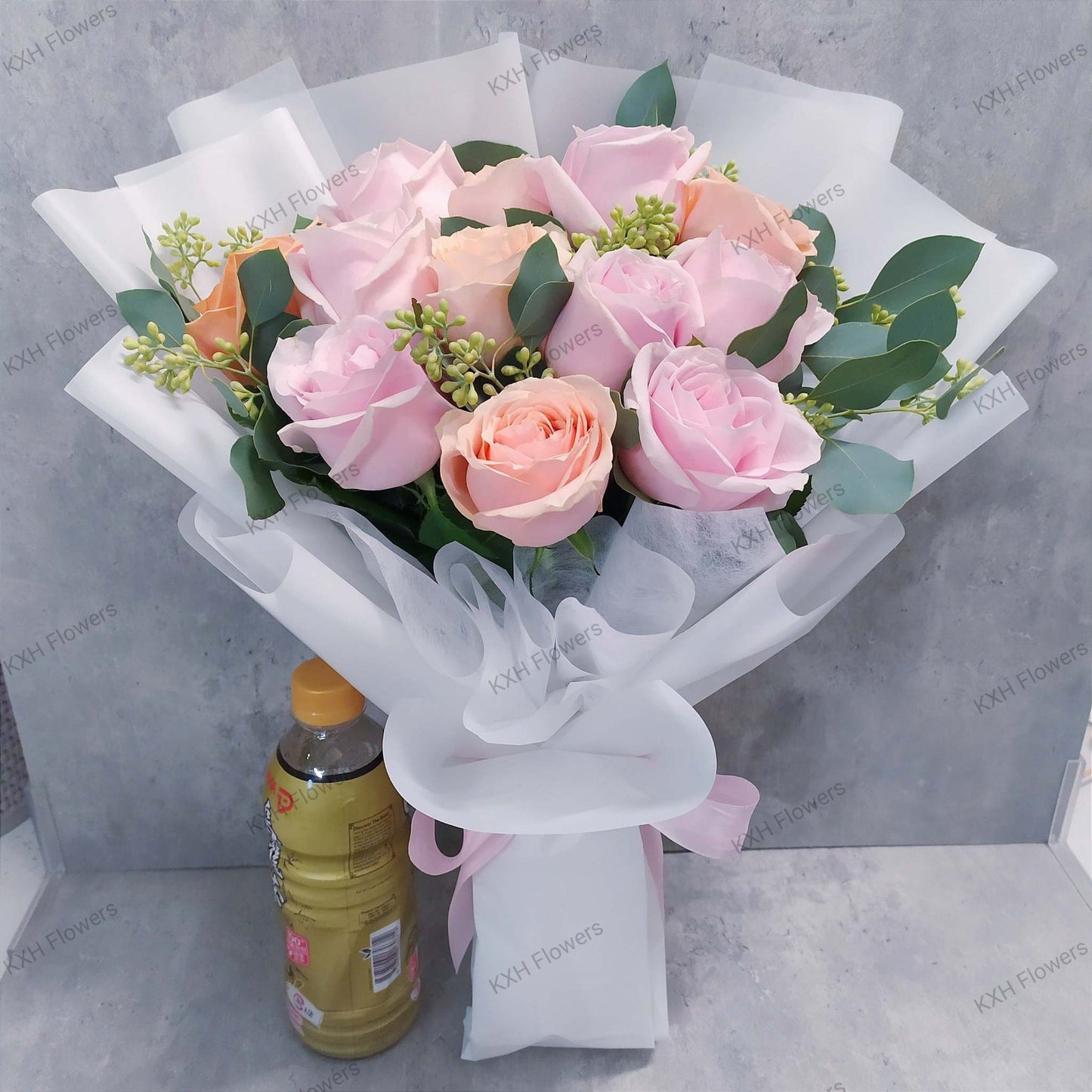 singapore pink roses peach roses bouquet delivery