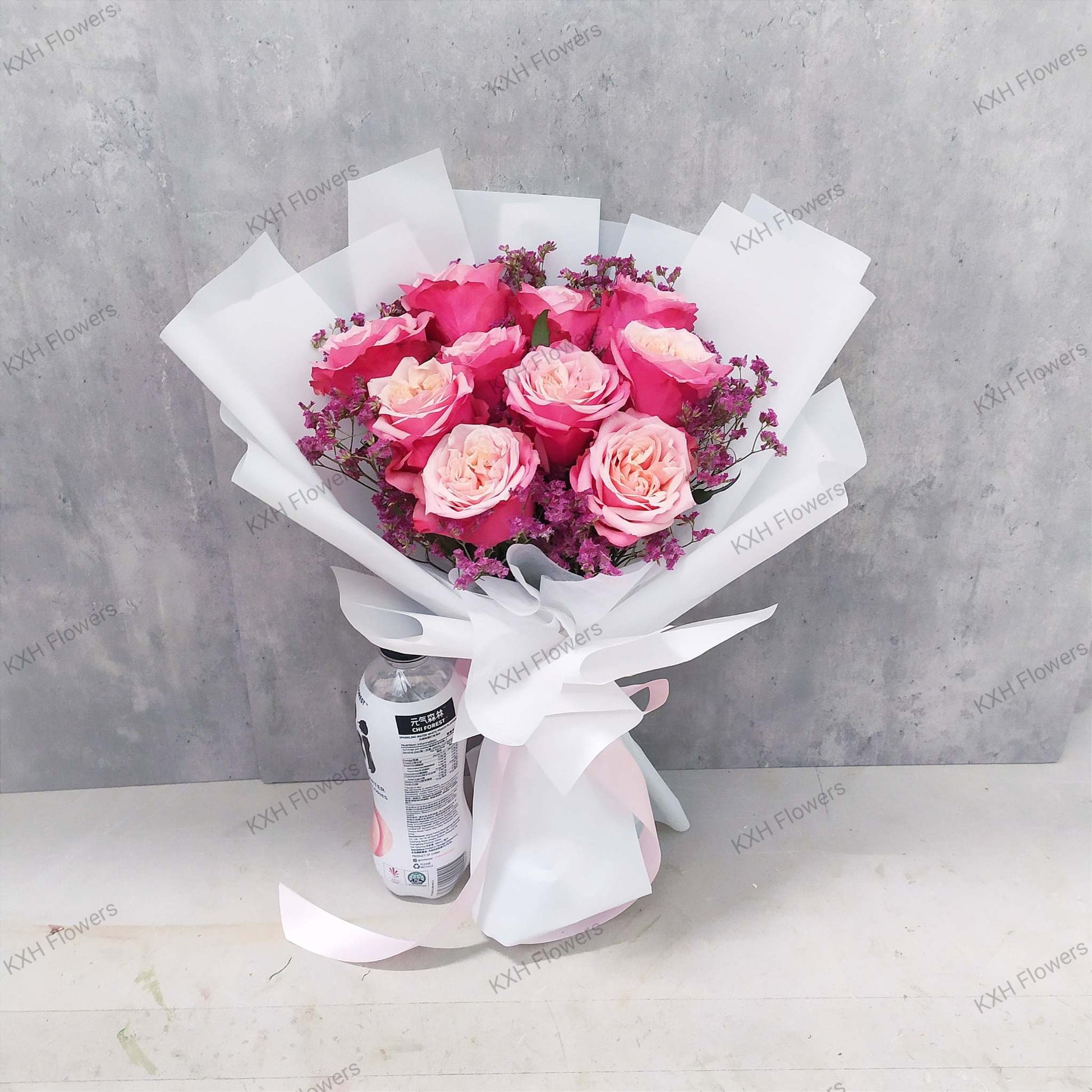 premium dual tone pink peach roses singapore florist free delivery