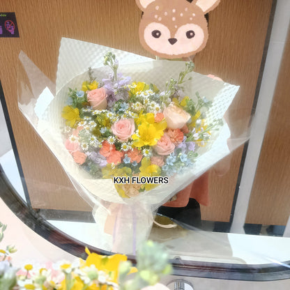 bright colourful flower bouquet for birthday, congratulations, graduation singapore florist free sg delivery