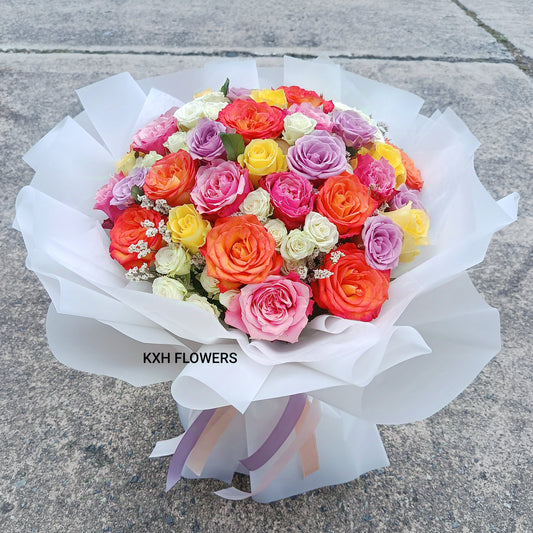 35 stalks premium roses mix colour bouquet singapore florist sg free delivery