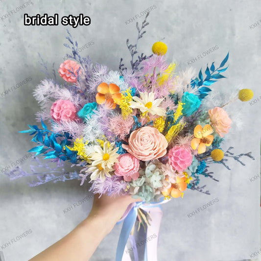 preserved flowers bridal bouquet fun and colourful sg florist delivery