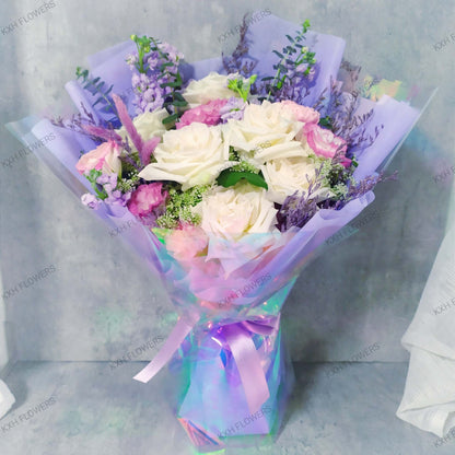 Purple flower bouquet singapore florist delivery online