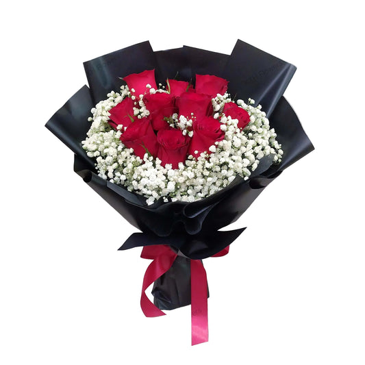10 red roses and baby's breath singapore delivery