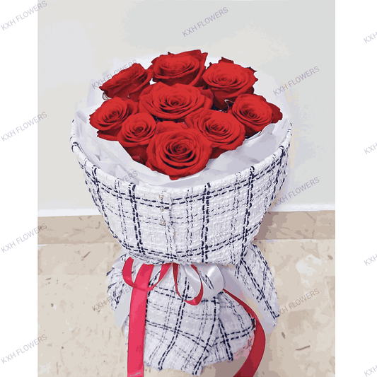 Preserved Red Roses in Tweed - KXH Flowers