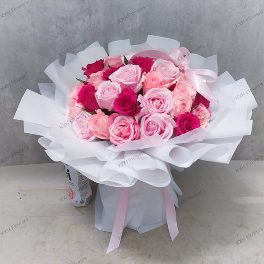 30 mixed pink roses singapore free delivery