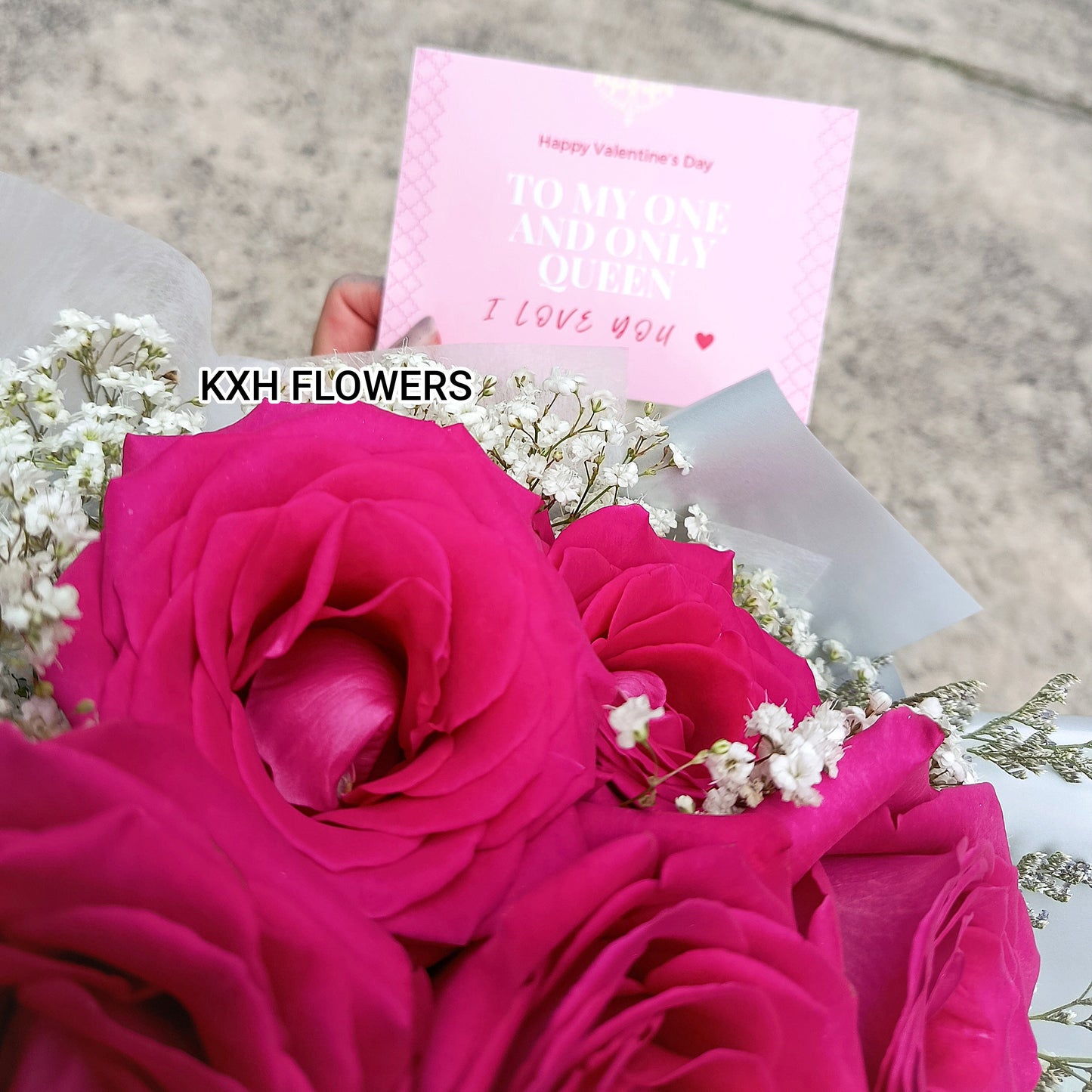 valentine's day roses with card singapore florist free sg delivery