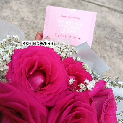 valentine's day roses with card singapore florist free sg delivery