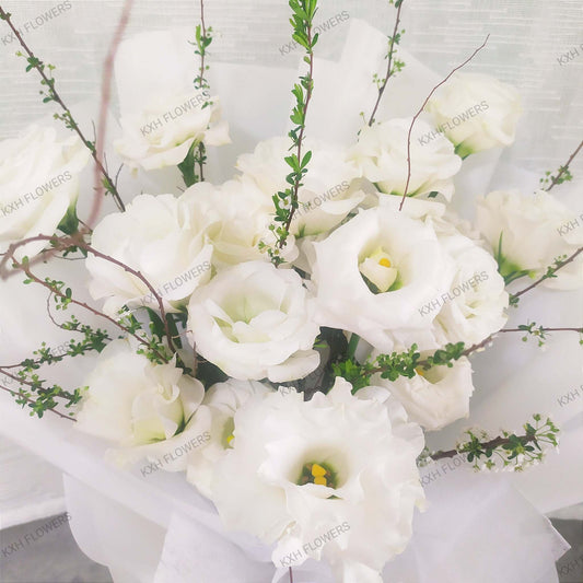 Eternity (All White Eustoma Bouquet) - KXH Flowers