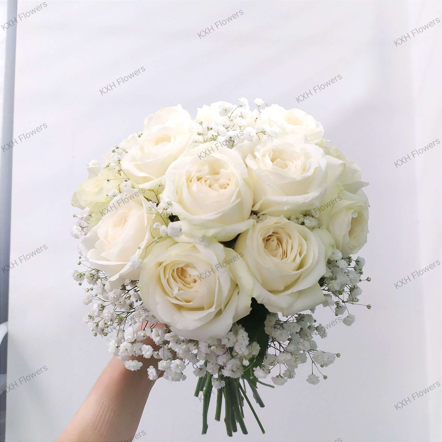 singapore white roses bridal bouquet delivery